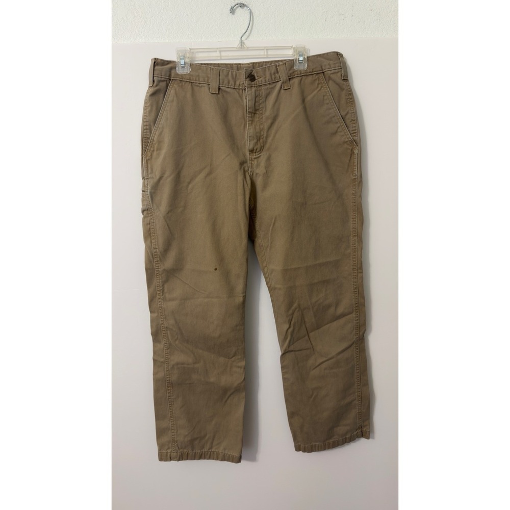 Carhartt Work Pants Mens 36x30 Tan Relaxed Fit Cotton Carpenter Utility Workwear